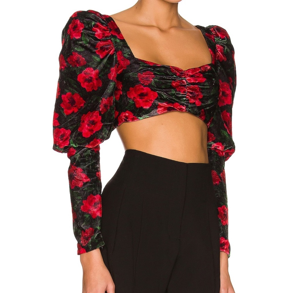 Lovers and Friends Jackie Cropped Top in French Rose Floral - Picture 4 of 8